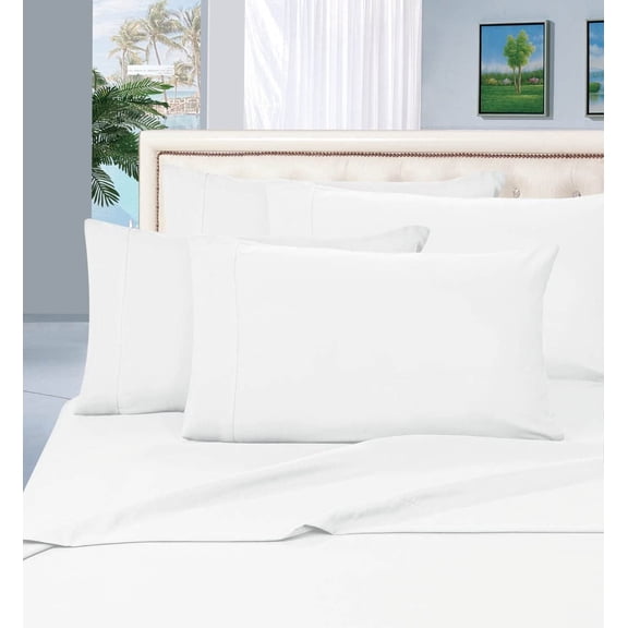Elegant Comfort 6 Piece Bed Sheets Polyester King White Solid 1500 Thread Count