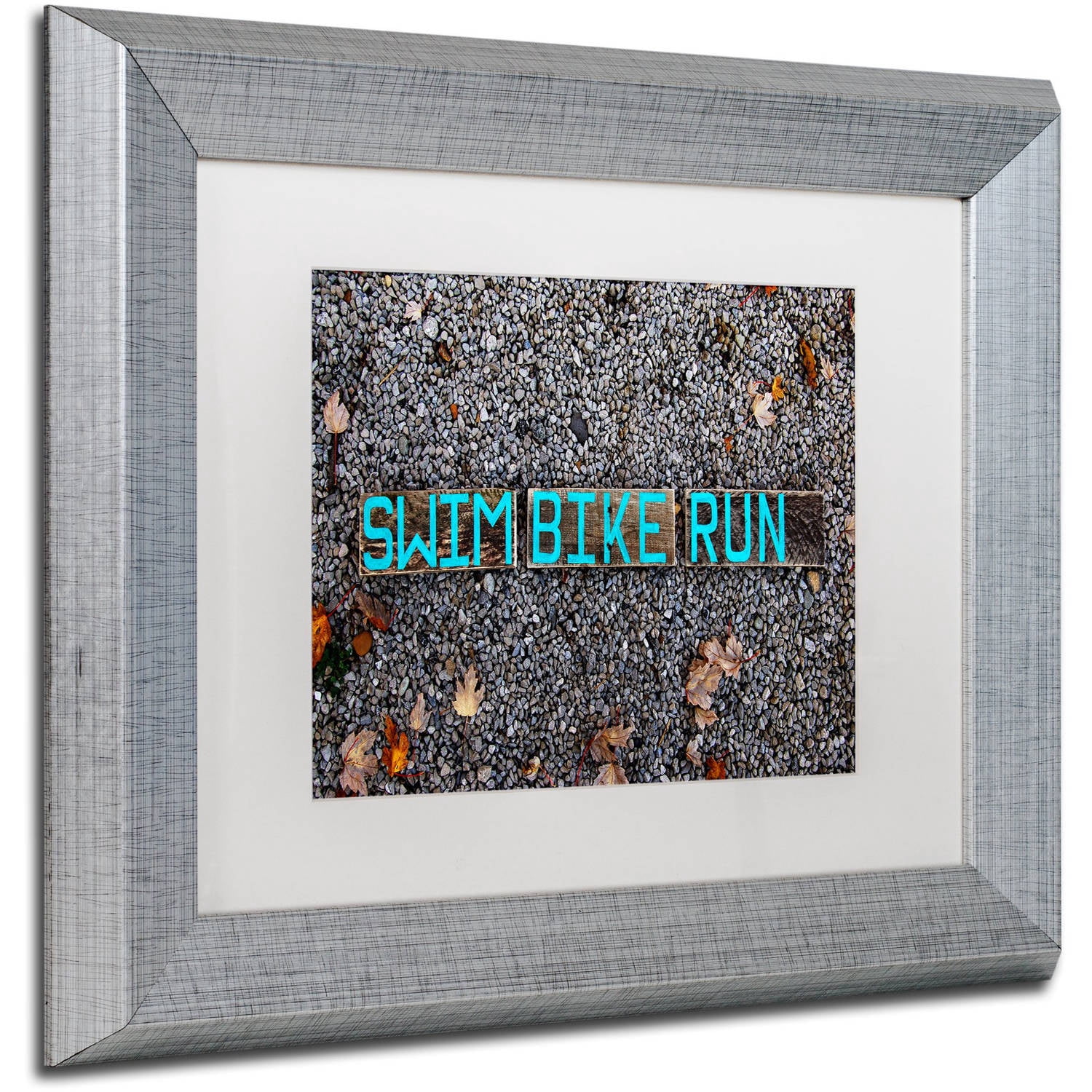Trademark Fine Art 'The Triathlete II' Canvas Art by Nicole Dietz, White Matte, Silver Frame