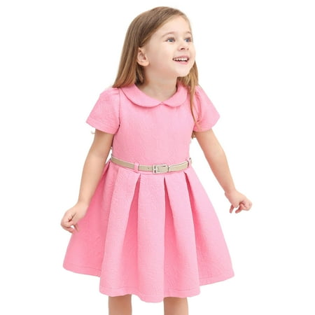 

Lilax Little Girls Flocked Occasion Dress with Shimmer Belt 4T Pink