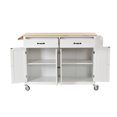 thumbnail image 3 of Kitchen Island Cart with 4 Door Cabinets and 2 Drawers, 54.3 Inch Rolling Storage Cart with Solid Wood Top and Locking Wheels Mobile Trolley Bar Serving Cart with Spice Rack & Towel Rack, White, 3 of 7