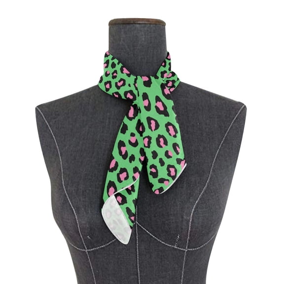 Square Scarf 24x24 Inch Powder Green Retro Leopard Print Silky Satin Sun Protection Neck Scarf for Women Multi-Purpose Head Wrap Bandana for Hair Bag Decoration