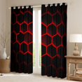 thumbnail image 2 of jejeloiu Geometric Honeycomb Pattern Curtains Pack of 2 (42x84 Each),Red Black Hexagon Curtains Blackout For Boys Kids, 2 of 6