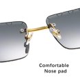 thumbnail image 6 of Rimless Square Sunglasses With Curved Alloy Temples Fashion Trendy Street Eyewear For Driving Travel Summer Outdoor High Clarity Lenses UV Protection, 6 of 10