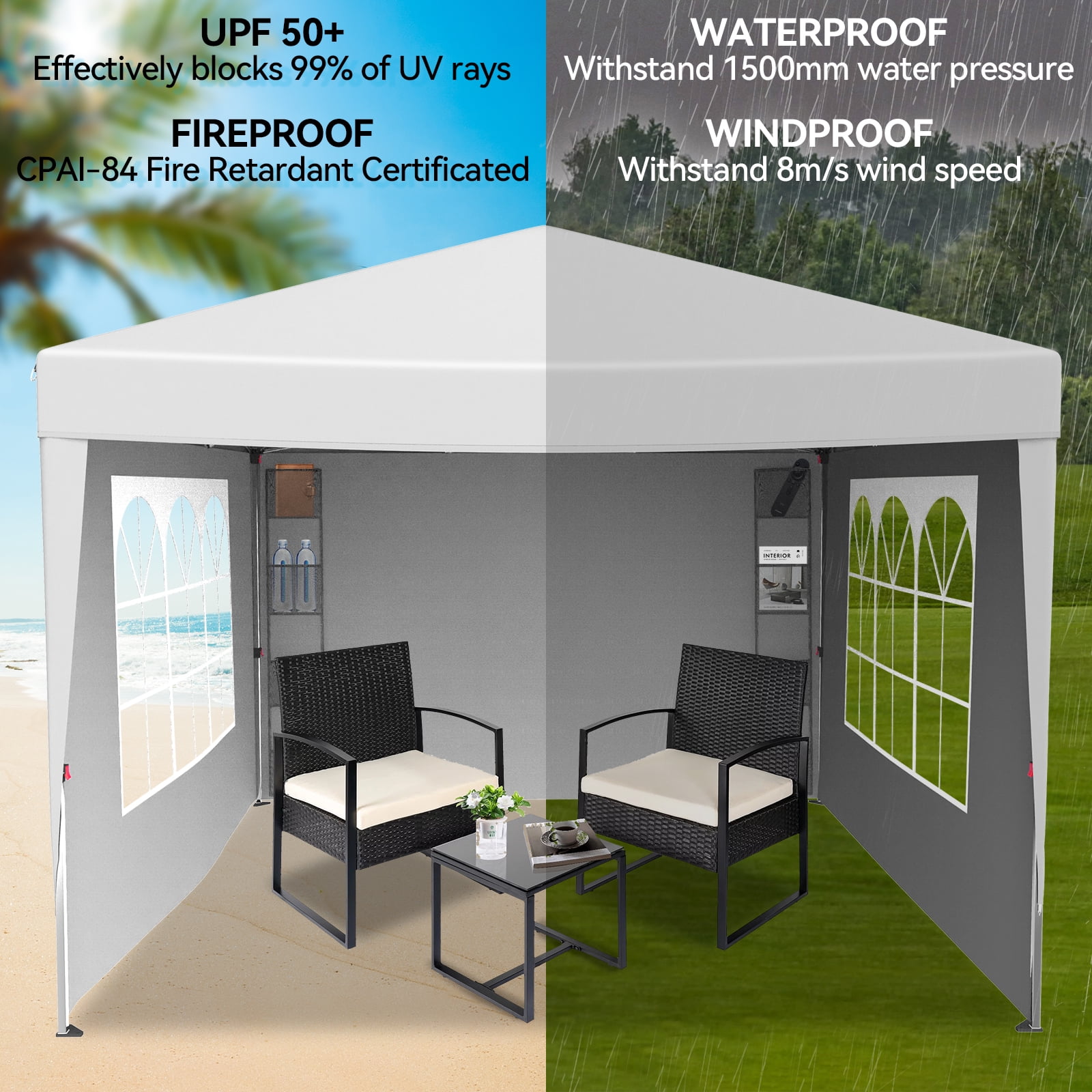 VECUKTY 10x10ft Easy Pop Up Canopy Tent with Zip Sidewalls VECUKTY 10x10ft Easy Pop Up Canopy Tent with Zip Sidewalls