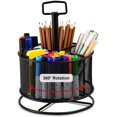 thumbnail image 1 of 360 Degree Rotating Multi-Function Pen Holder, 4 Compartment Desktop Stationery Storage Box, Home Office Art Supplies Storage Box Organizer (Black), 1 of 4