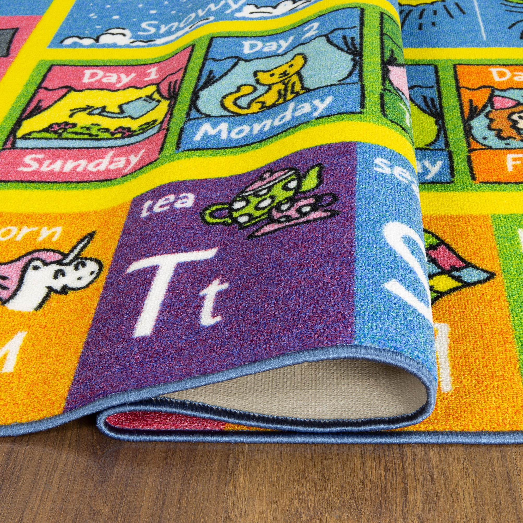 KC Cubs Playtime Collection Multicolor ABC Seasons Months Days Educational 5' 0" x 6' 6" Area Rug