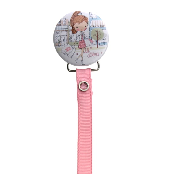 Lil Diva Goes Shopping Pacifier Clip with Matching Ribbon