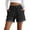 Black, variant on Gyujnb Women Casual Shorts, Drawstring Elastic Waist Roll‑Up Hem with Side Pockets,Dark Blue