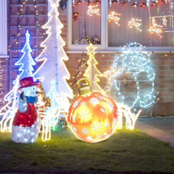 BOPORO 24 Inch Giant Light Up Christmas Ball Ornament with LED Light and Remote - Outdoor Christmas Inflatable Decorations for Yard Lawn Home Outdoor Xmas Holiday Outdoor Yard Tree Pool Decorations