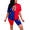 Red, variant on Women 2 Piece Outfits Sets Lips Print Color Block Graphic Tees Biker Short Sets Tacksuits