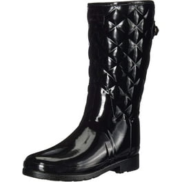 Hunter Womens Refined Gloss Quilt Short Mid Calf Pull On Rain Boots Walmart
