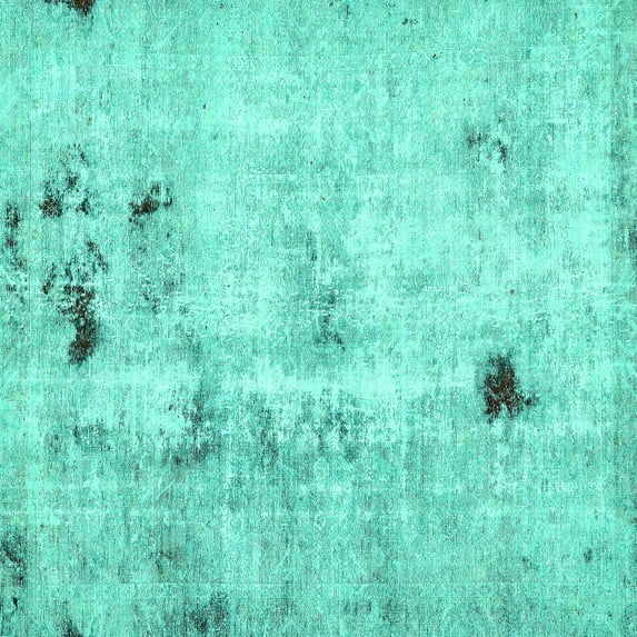 Ahgly Company Indoor Square Solid Turquoise Blue Modern Area Rugs, 5' Square