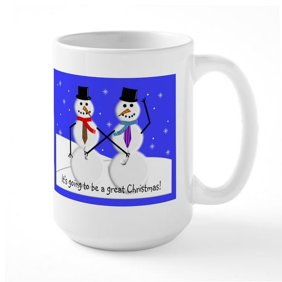 CafePress - Gay Men Snowmen 2 Mugs - 15 oz Ceramic Large White Novelty Mug