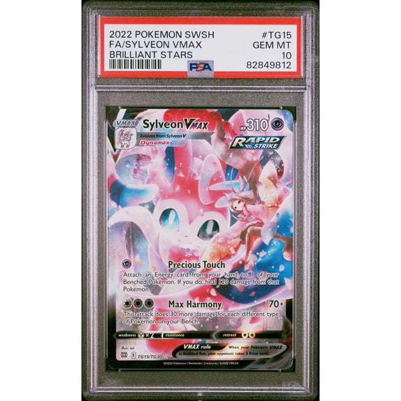 Graded 2022 Pokemon Sword & Shield Brilliant Stars Sylveon VMAX PSA 10 TG15/TG30 Trading Card