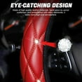 thumbnail image 3 of Diamond Soft Leather Steering Wheel Cover, 15 Inch Bling Elastic Steering Wheel Protector with Sparkly Crystal Rhinestones, Auto Accessories Universal for SUV, Truck, Van, Car (Red-1), 3 of 10