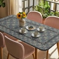 thumbnail image 3 of Blue Boho Table Cloths for 3 Foot Rectangle Tables, Vintage Ethnic Tribe Abstract Art Floral Patio Waterproof Elastic Fitted Tablecloths, Washable Rectangular Table Cover for Camping, 3 of 8