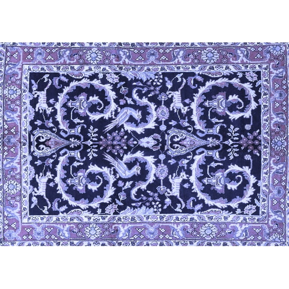 Ahgly Company Machine Washable Indoor Rectangle Animal Blue Traditional Area Rugs, 5' x 7'