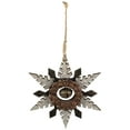 thumbnail image 2 of Northlight Snowflake with Jingle Bell  Wooden Christmas Ornament - 6" - Brown and Beige, 2 of 6
