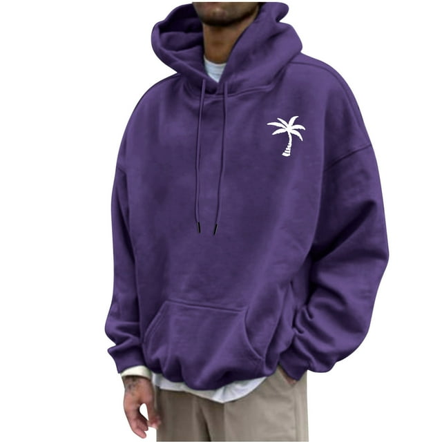 QIPOPIQ Men's Graphic Print Long Sleeve Drawstring Hoodie Pullover Sweatshirt Clearance