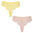 thumbnail image 3 of Curve Muse Women's Pack Of 2 Comfort Lace Tanga Hipster Boyshorts Panties-Pack B-Yellow,Pink-XL/8, 3 of 6