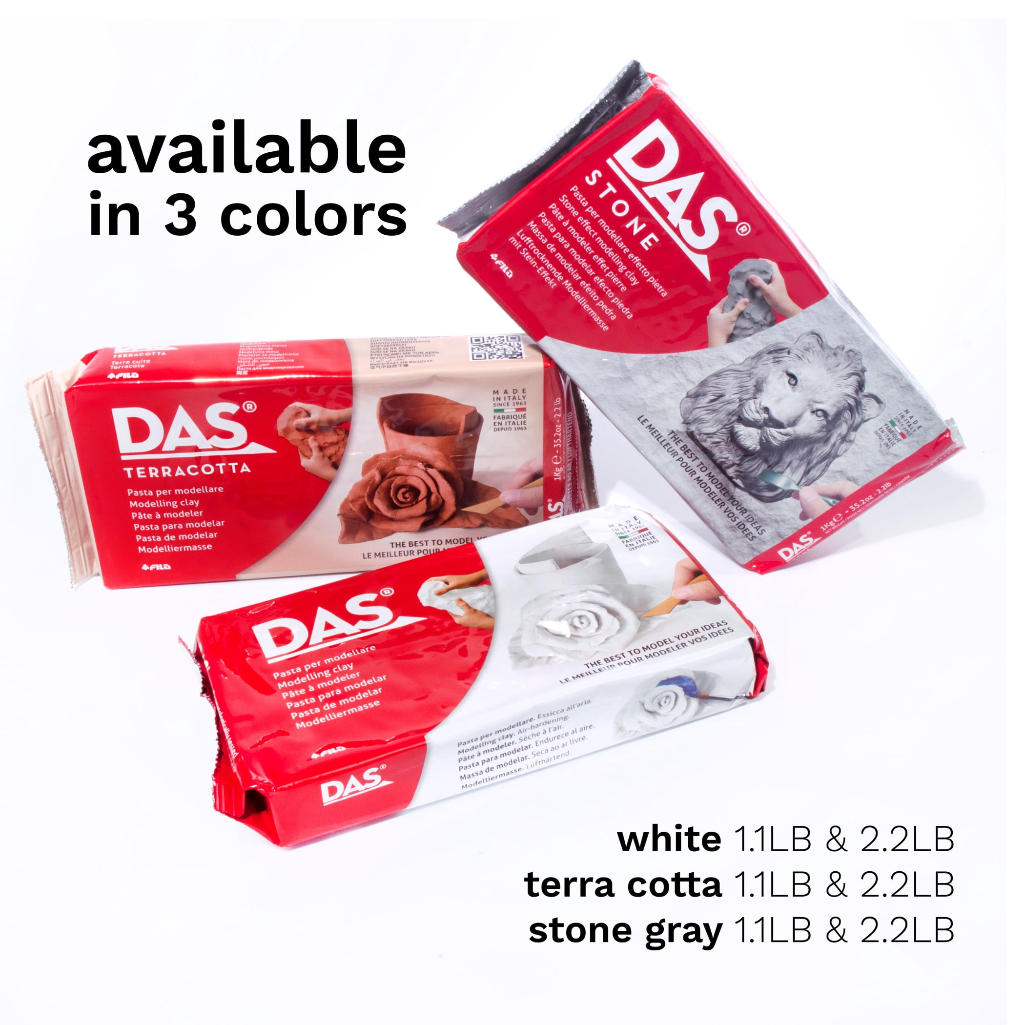 DAS Modeling Clay Air Hardening, Terra Cotta, 1.1lb, Pack of 3