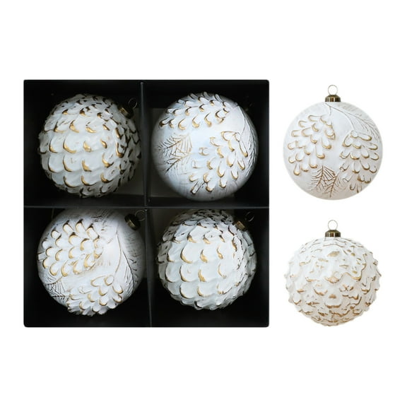 Zpanxa 4 PCS 3.94 Inch Jumbo Shatterproof Christmas Ball Ornaments Boxed Set Hanging Decorations for Xmas Tree Home Party Festive Decor