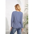 thumbnail image 5 of Camisas casuales de manga larga a rayas de punto elástico para mujer 2 en 1 blusa de otoño túnica TopsJeans Blue StripeSmall, 5 of 5