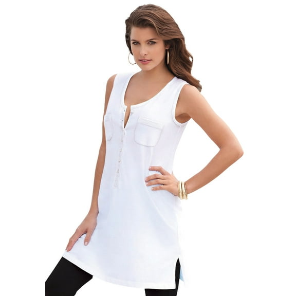 Roaman's Women's Plus Size Ultimate Henley Tunic Tank