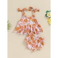 thumbnail image 3 of Musuos Baby Girls Summer Outfits 3 6 12 18 24Months Floral Print Bandage Straps A-line Hem Camisole and PP Shorts Set Cute Clothes, 3 of 9