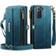 thumbnail image 1 of funda billetera para Samsung Galaxy S21 FE con Ranuras [Bolsillo con Cremallera con Ranura para Efectivo de 9 Tarjetas] Cierre Magnético, Correa Desmontable, Pata de Cabra, Bloqueo RFID y TPU, 1 of 9