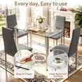 thumbnail image 4 of UHOMEPRO Gray Kitchen Table Set, 5 Pieces Dining Table Set, Tempered Glass Dining Table and Chairs Set for 4, Upgraded Iron Dining Room Table Set with 4 PU Leather Chairs, 4 of 8