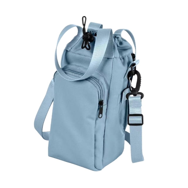 Bolso bandolera con portabotellas para hombre y mujer, con bolsillo frontal, estilo moderno. Azul