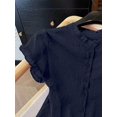 thumbnail image 3 of Women's Casual Solid Color Short Sleeve Shirt, Summer, 3 of 7