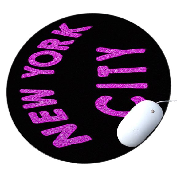 KuzmarK Round Mousepad / Hot Pad / Trivet - New York City Pink
