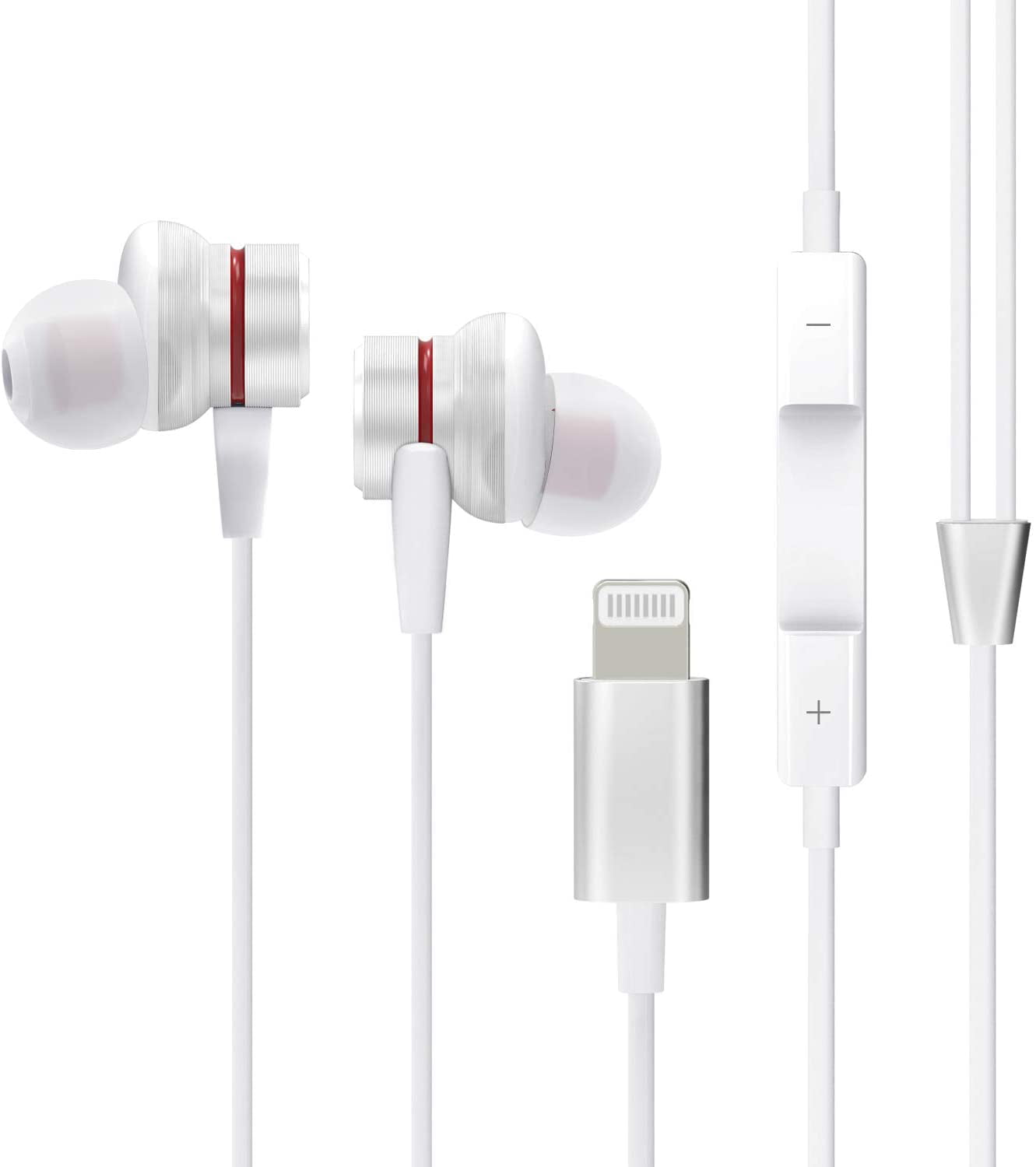 Lighting Earphones Connector,【Bluetooth Pop-up Pair】 Earbuds Headphones Noise Isolating Headset Support Call Volume Control Compatible with iPhone 7/7 Plus/8/8 Plus/X 10/XS Max/XR for iOS 12 
