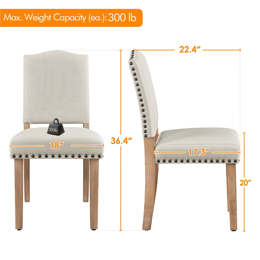 Alden Design Modern Fabric Upholstered Dining Chairs for Kitchen, Beige