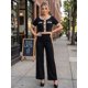 thumbnail image 2 of Conjunto Casual para Mujer 2 Piezas Blusa Crop con Botones Decorativos y Pantalón Palazzo de Pierna Ancha, 2 of 5