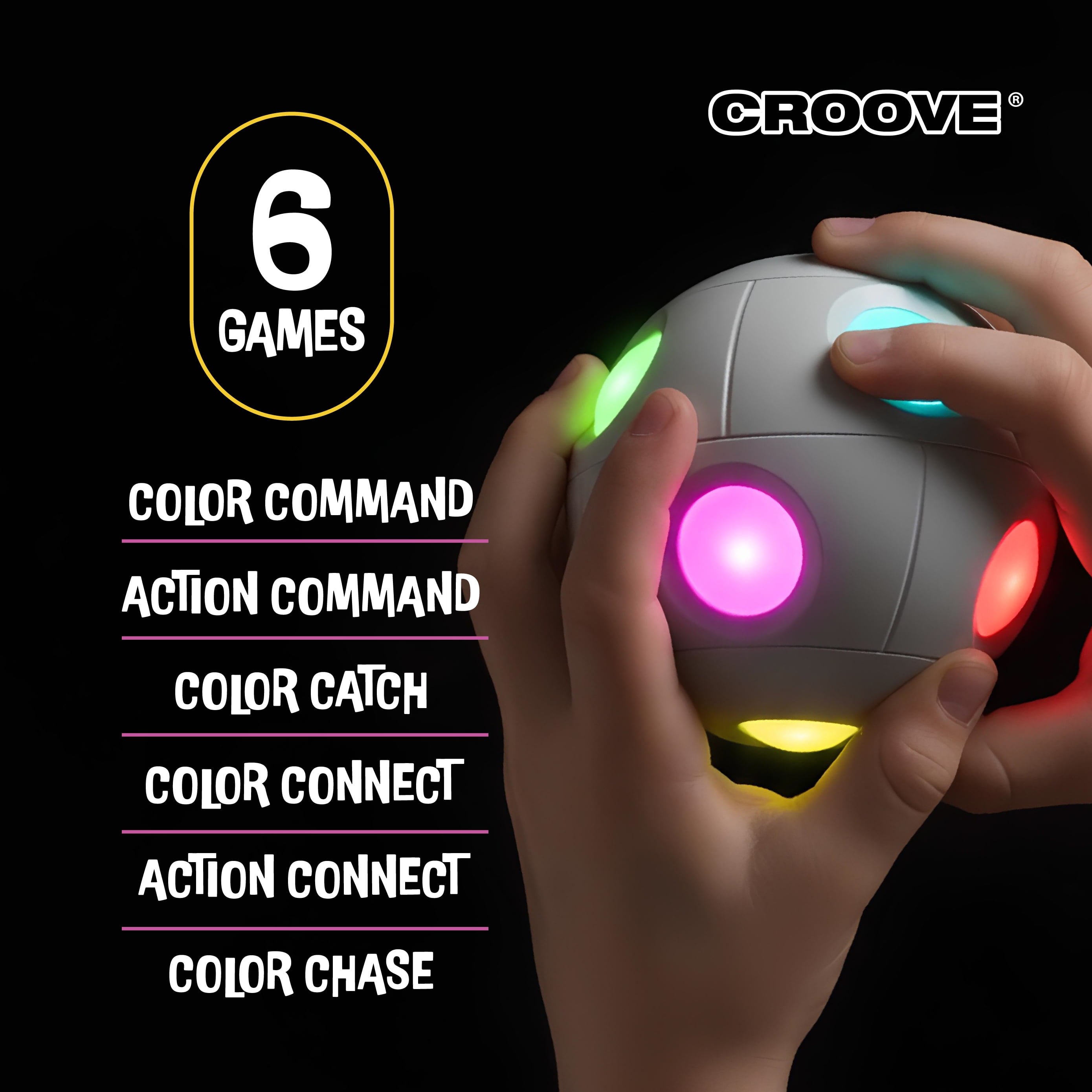 Croove 6 in 1 Brain and Memory Action Ball Motion Detection Games Fidget and Sensory Toy Ages 6 Years