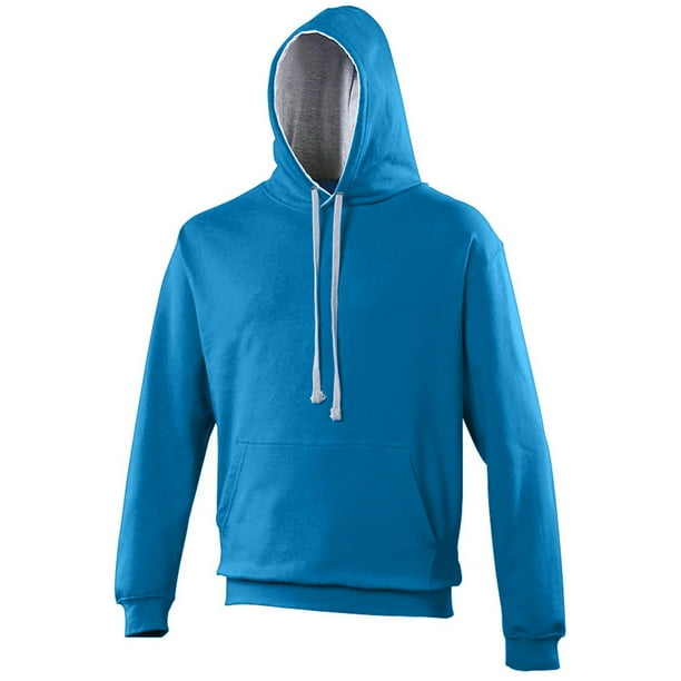 Awdis - Sudadera con capucha Modelo Varsity - Correr/Fitness/Gym/Deporte (Azul zafiro / Gris jaspeado)