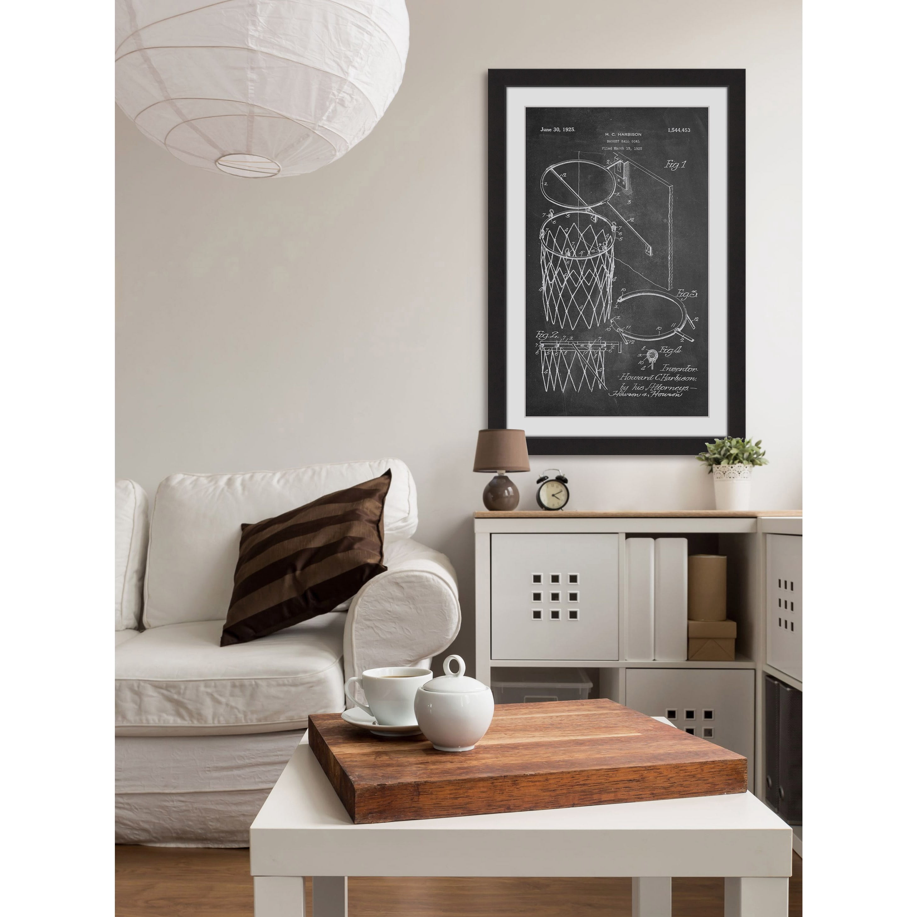 "Basketball Hoop 1925 Chalk" Framed Painting Print