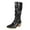 Black, variant on Aihuaihua Metallic Cowboy Boots Women Chunky Heel Sparkle Wide Calf Western Boots Pointed Toe Pull On Cowgirl Boots for Women