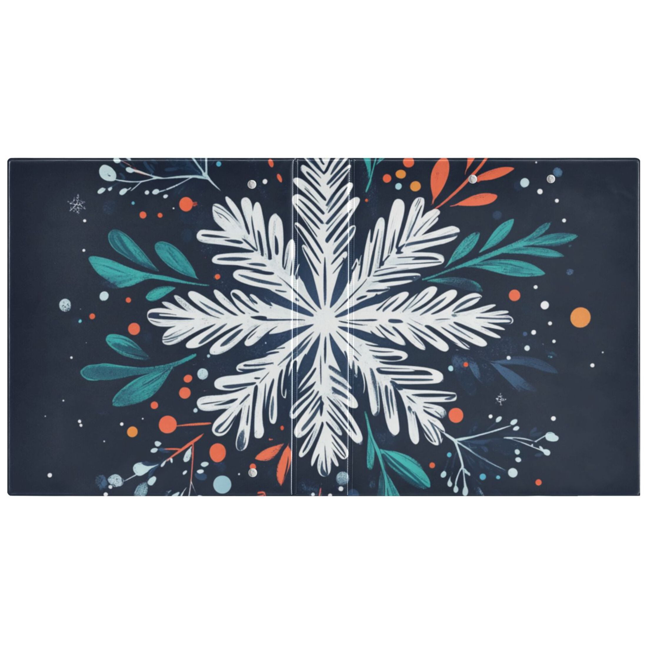 Christmas Blue Snowflake 3 Ring Binders 1.5 inch Hardcover File Folders with Interior Pockets A4 Size Organizer for School Office Hospital Set of 2