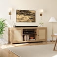 thumbnail image 2 of QinaQin Rattan Tv Stand, Made Of Natural Oak, Features Adjustable Shelves, a Bohemian Style, and Double-Layer Storage Space, Perfect for a 65-Inch Tv. Ideal for Living Rooms and Bedrooms, 2 of 9