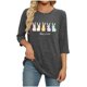 thumbnail image 4 of Camiseta de Cuello Redondo Impresa Casual de Manga 3/4 de Mujer Y Blusas, Tops de Moda de Otoño E Invierno, 4 of 7