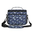 thumbnail image 2 of Dinosaur and Leaf Navy Blue Pattern Insulated Lunch Box for Women Men, Medium Leakproof Cooler Bag with Adjustable Strap, 10"x6.7"x8", 2 of 6