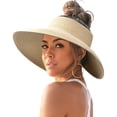 thumbnail image 1 of Sombrero con visera solar FURTALK para mujer, paja, ala ancha, beige, 1 of 8