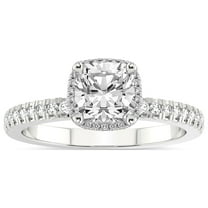 IGI Certified 3 Carat Cushion Shape Lab Grown Diamond Engagement Ring | 14K White Gold | Elle Classic Halo Diamond Ring | FG-VS1-VS2 Quality Friendly Diamonds
