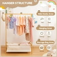 thumbnail image 6 of Kids Clothing Rack with Storage Box, Dress up Holder, Child Garment Stand with Hanging Rods, Small and Foldable, Bamboo (Natural), 6 of 7