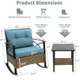 thumbnail image 4 of SEGMART 3 Piece Bistro Table and Rocking Chairs with Cushions, Patio Furniture Set for Home Pub Cafe Bistro, PE Rattan Outdoor Conversation Set, 2 Rocking Chairs and 1 Table, 4 of 10