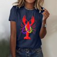 thumbnail image 2 of TSADFHJI T-Shirts en Coton pour Femmes Coupe Ample Mode Décontractée Impression Mardi Col Rond Manches Courtes Tee Tops Tunique Blouse m Marine, 2 of 5